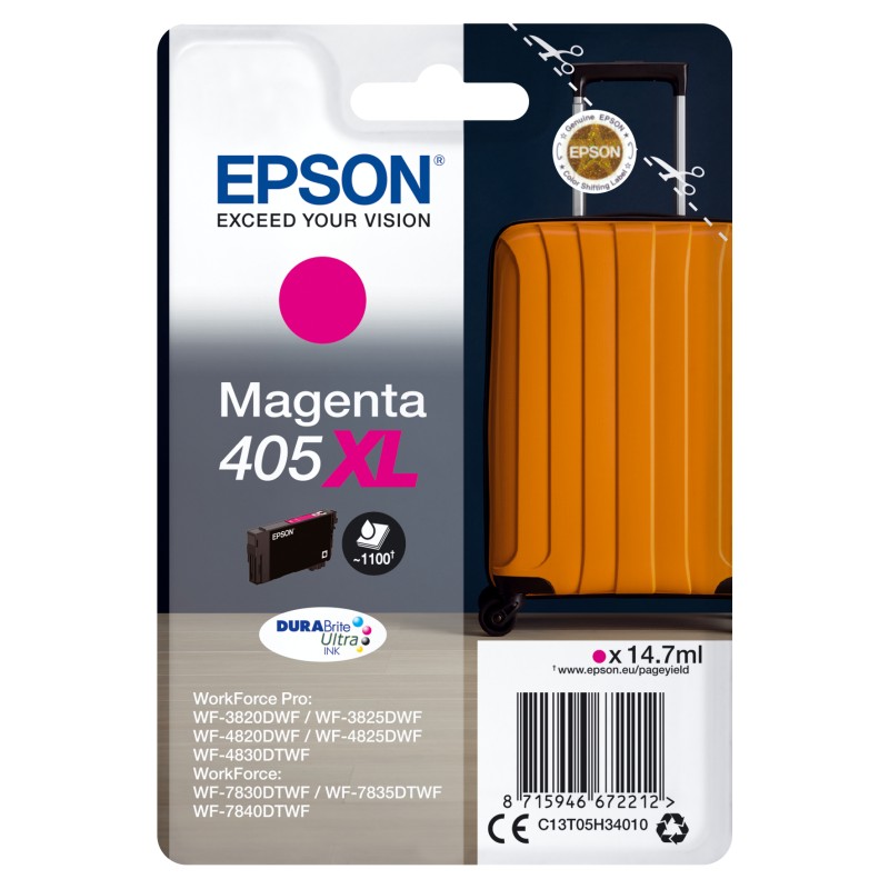 EPSON CARTUCCIA VALIGIA 405 MAGENTA INKJET ALTA CAPACITA C13T05H34010 NO BLISTER EPSON CARTUCCIA VALIGIA 405 MAGENTA INKJET ALTA CAPACITA C13T05H34010 NO BLISTER