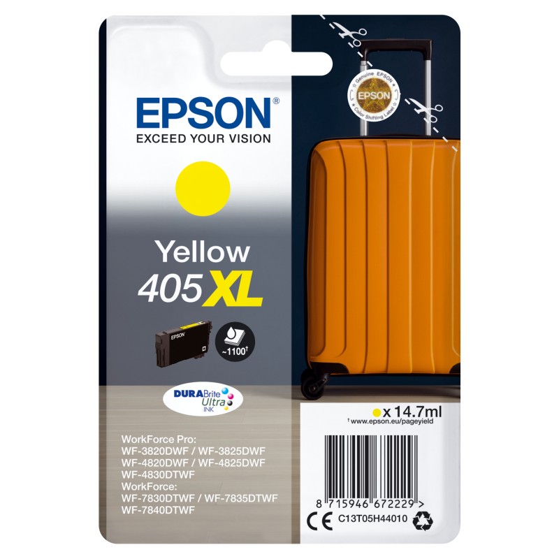 EPSON CARTUCCIA VALIGIA 405 GIALLO INKJET ALTA CAPACITA C13T05H44010 NO BLISTER EPSON CARTUCCIA VALIGIA 405 GIALLO INKJET ALTA CAPACITA C13T05H44010 NO BLISTER