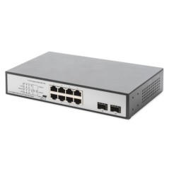 DIGITUS SWITCH GIGABIT 8 PORTE CON 6 X PORTE POE, 2 X RJ45, 2 X SFP UPLINK, 802.3 AF/AT/BT