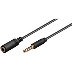 CAVO PROLUNGA AUDIO 3,5 MM 4 POLI MASCHIO/FEMMINA PROLUNGA PER CUFFIE/MICROFONO SU SMARTPHONE MT 1 NERO