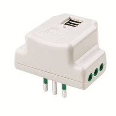 ADATTATORE ELETTRICO SPINA TRIPOLARE ITALIANA 10A CON 3 PRESE TRIPOLARI ITALIANE 10A E 2 PORTE USB 5V 2,1A BIANCO