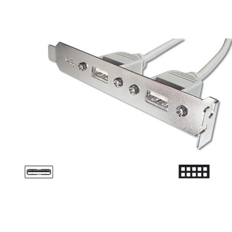 PANNELLO SLOT CON 2 CONNETTORI ESTERNI USB 2,0 TIPO A, FEMMINA - CONNETTORI INTERNI ALLA PIASTRA MADRE 2X5 PIN 2,54 MM