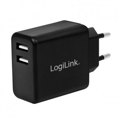 ADATTATORE DI CORRENTE CON 2 PORTE USB 12W NERO