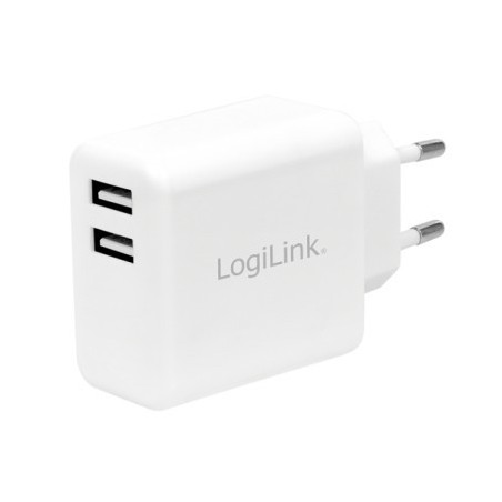 ADATTATORE DI CORRENTE CON 2 PORTE USB 12W BIANCO