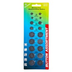 ASSORTIMENTO 18 BATTERIE A BOTTONE ASSORTITE 2 LR41, 2 LR626, 2 LK43, 2 LR44, 4 CR2032, 4 CR2025, 2 CR2016