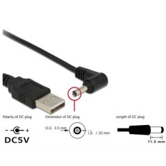 CAVO DI ALIMENTAZIONE USB DC 3,5 X 1,35MM 90° 1,5 MT