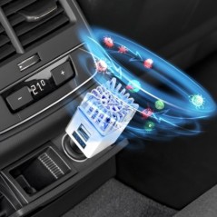 PURIFICATORE E RINFRESCANTE ARIA E IONIZZATORE PER ACCENISIGARI DA AUTO CON 2 PORTE USB E DISPLAY