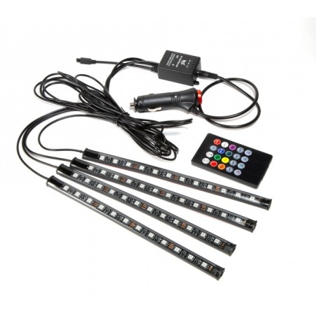 4 PANNELLI LUCE LED PER AUTO CON TELECOMANDO CON MICROFONO PER LA SINCRONIZZAZIONE DEI SUONI CON LA LUCE, 8 MODALITA' DI
