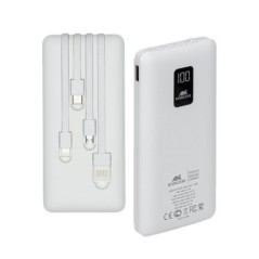 BATTERY BANK 10.000 MAH PER SMARTPHONE E TABLET CON 4 CAVI DI CONNESSIONE INTEGRATI