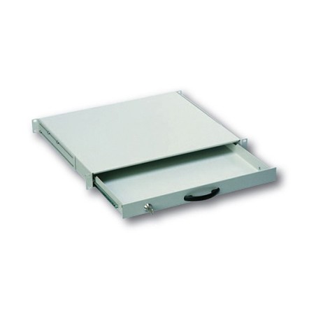 CASSETTO ESTRAIBILE CON MANIGLIA E CHIUSURA A CHIAVE PER ARMADI RACK 19 MISURE MM. 482X45X492 COLORE GRIGIO CHIARO