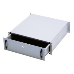 CASSETTO PER ARMADI RACK 19" CON SERRATURA, 3 UNITA', COLORE GRIGIO RAL7035-DIMENSIONI (L/P/A) MM. 485X480X134 (DN-19 KE