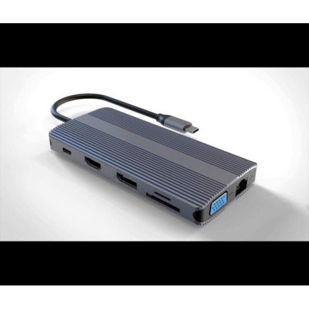 DOCKING STATION USB-C CON 12 PORTE USB, HDMI,  DP, VGA, PD, AUDIO, GIGABIT, CARD, PER NOTEBOOK TABLET SMARTPHONE