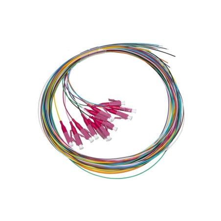 SET 12 CAVI PIGTAIL FIBRA OTTICA COLORATI CONNETTORI LC OM4 SIMPLEX 2 MT