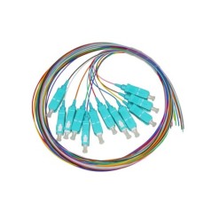 SET 12 CAVI PIGTAIL FIBRA OTTICA COLORATI CONNETTORI SC OM3 SIMPLEX 2 MT