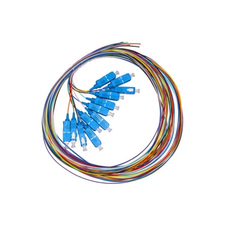 SET 12 CAVI PIGTAIL FIBRA OTTICA COLORATI CONNETTORI SC SINGLEMODE SIMPLEX MT 2