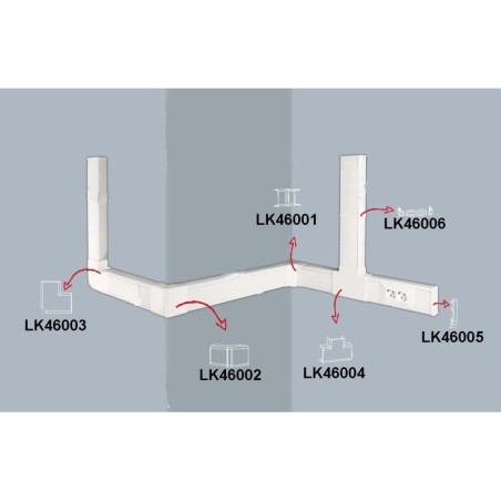 ANGOLO INTERNO REGOLABILE PER CANALINA LK46118 MM. 46X18