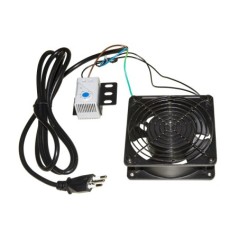 VENTOLA 220 VOLT 120X120 MM UNIVERSALE PER ARMADI RACK CON TERMOSTATO E CAVO DI ALIMENTAZIONE