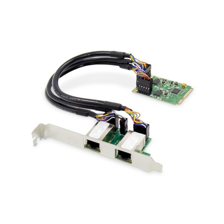 GIGABIT ETHERNET A 2 PORTE MINI PCI EXPRESS CARD SINGLE LANE, LOW PROFILE BRACKET, REALTEK CHIPSET