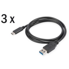 CONFEZIONE 3 CAVI USB 2.0 TIPO-C USB - A M/M, 1.0 MT 3A, 480 MB NERO