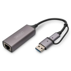DIGITUS ADATTATORE GIGABIT ETHERNET USB TYPE-C 2.5G, USB-C + USB A (USB3.1/3.0)