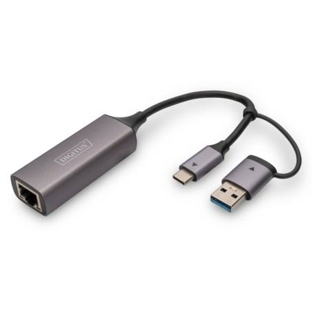 DIGITUS ADATTATORE GIGABIT ETHERNET USB TYPE-C 2.5G, USB-C + USB A (USB3.1/3.0)
