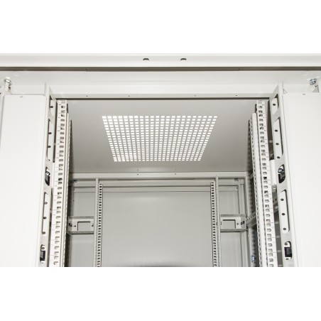 ARMADIO RACK 19" 42U (A)2055, (L)800, (P)800 COLORE GRIGIO PORTA VETRO CON GUIDACAVI LATERALE