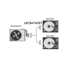 CAVO SDOPPIATORE ALIMENTAZIONE 1 X MOLEX MASCHIO - 2 X MOLEX FEMMINA CM 15