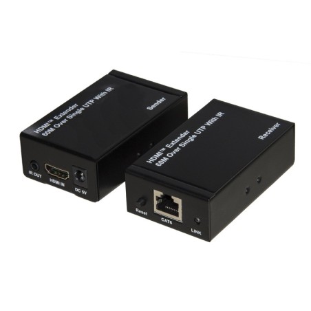 ESTENSORE HDMI ®  TRAMITE CAVO RETE CAT 6 FINO A 60 METRI 1080P CON COMANDO INFRAROSSI ALIMENTAZIONE DEL RICEVITORE POC