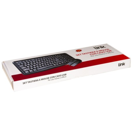 KIT TASTIERA ITALIANA 108 TASTI E MOUSE OTTICO CON CAVO USB