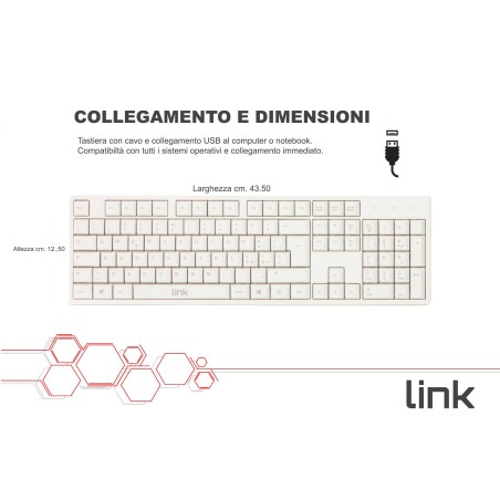 TASTIERA ITALIANA 105 TASTI COLORE BIANCO CONNETTORE USB