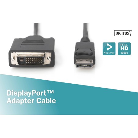 CAVO ADATTATORE DISPLAYPORT CONNETTORI DP MASCHIO - DVI-D(24+1) MASCHIO MT. 2