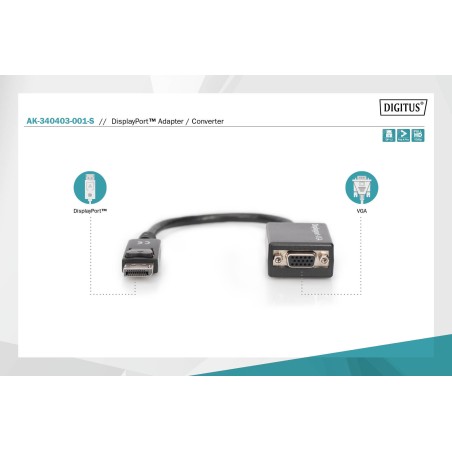 CAVO ADATTATORE DISPLAYPORT DP 1.2 MASCHIO - VGA 15 POLI FEMMINA CM 15