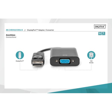 ADATTATORE VGA FEMMINA - DISPLAYPORT MASCHIO DIGITUS