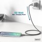 CAVO RICARICA GUAINA SILICONE USB-C / LIGHTNING 1M, USB 2.0, 60W, NERO