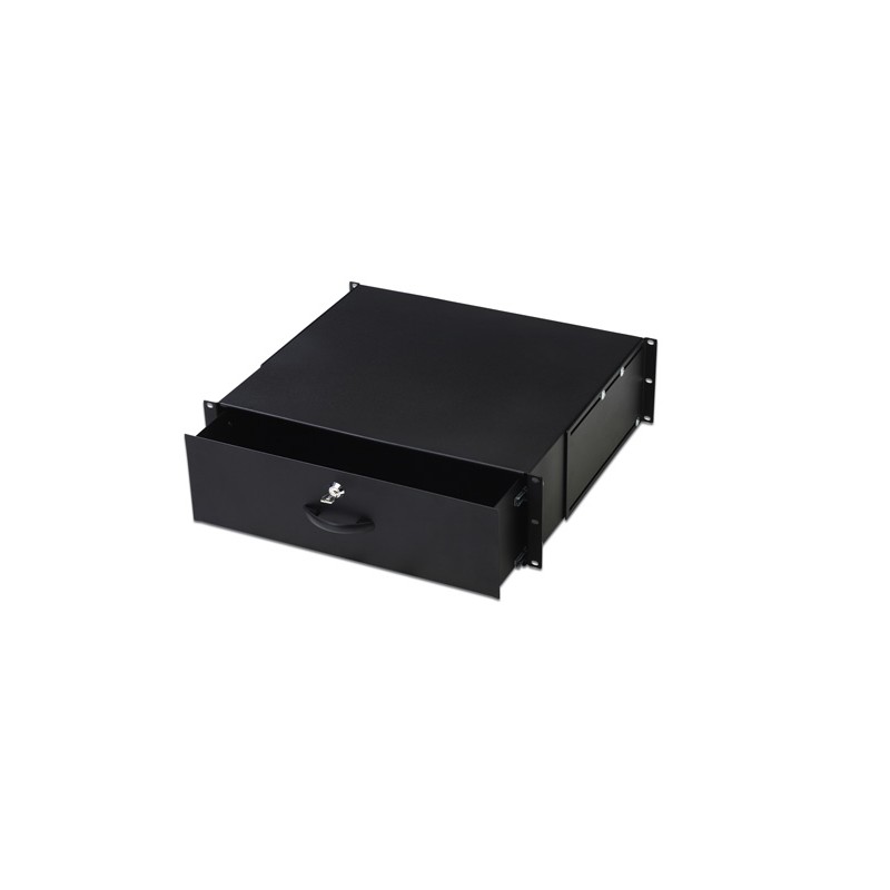 CASSETTO PER ARMADI RACK 19" CON SERRATURA, 3 UNITA' COLORE NERO RAL9005 (L/P/A) MM 485X480X134