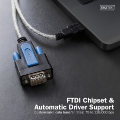 CAVO ADATTATORE DA USB 2.0 A RS232, 1,8 M, CHIPSET FTDI INTEGRATO