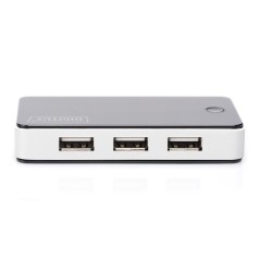HUB CON 7 PORTE USB 2.0 CON ALIMENTATORE ESTERNO COLORE ARGENTO-NERO
