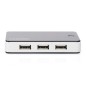 HUB CON 7 PORTE USB 2.0 CON ALIMENTATORE ESTERNO COLORE ARGENTO-NERO