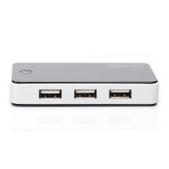 HUB CON 7 PORTE USB 2.0 CON ALIMENTATORE ESTERNO COLORE ARGENTO-NERO