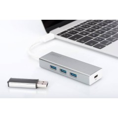 HUB USB 3.0 CON 3 PORTE USB 3.0 TIPO A E 1 PORTA TIPO C, CONNETTORE MASCHIO TIPO C