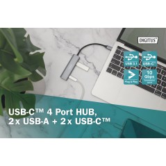 HUB USB-C 4 PORTE, 2X USB A + 2X USB-C