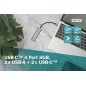 HUB USB-C 4 PORTE, 2X USB A + 2X USB-C