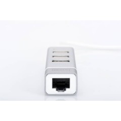 HUB CON 3 PORTE USB 2.0 TIPO A E 1 PORTA RETE RJ45, CONNETTORE MASCHIO TIPO C