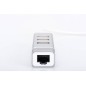 HUB CON 3 PORTE USB 2.0 TIPO A E 1 PORTA RETE RJ45, CONNETTORE MASCHIO TIPO C