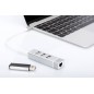 HUB CON 3 PORTE USB 2.0 TIPO A E 1 PORTA RETE RJ45, CONNETTORE MASCHIO TIPO C