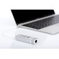 HUB CON 3 PORTE USB 2.0 TIPO A E 1 PORTA RETE RJ45, CONNETTORE MASCHIO TIPO C