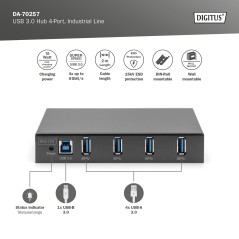 DIGITUS HUB USB 3.0, 4 PORTE, INDUSTRIAL LINE