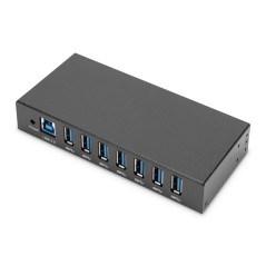 HUB USB 3.0 7 PORTE, INDUSTRIALE IN METALLO CON ALIMENTATORE INSTALLAZIONE DIN RAIL