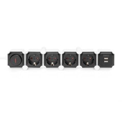 DIGITUS PRESA MULTIPLA FLESSIBILE DA 4 CON 2 ATTACCHI USB E INTERRUTTORE