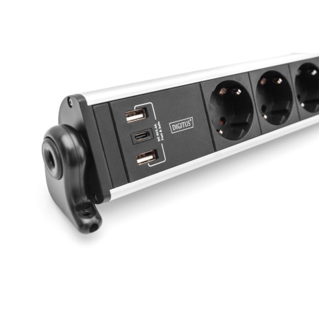 DIGITUS PRESA MULTIPLA OFFICE A 6 POSTI CON 3 PORTE USB